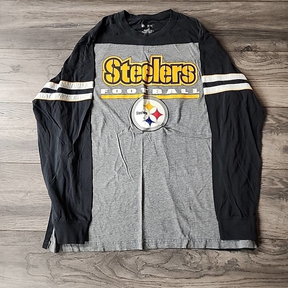 Pittsburgh Steelers NFL Apparel Long Sleeve Logo Stripe Sleeves Mens XL